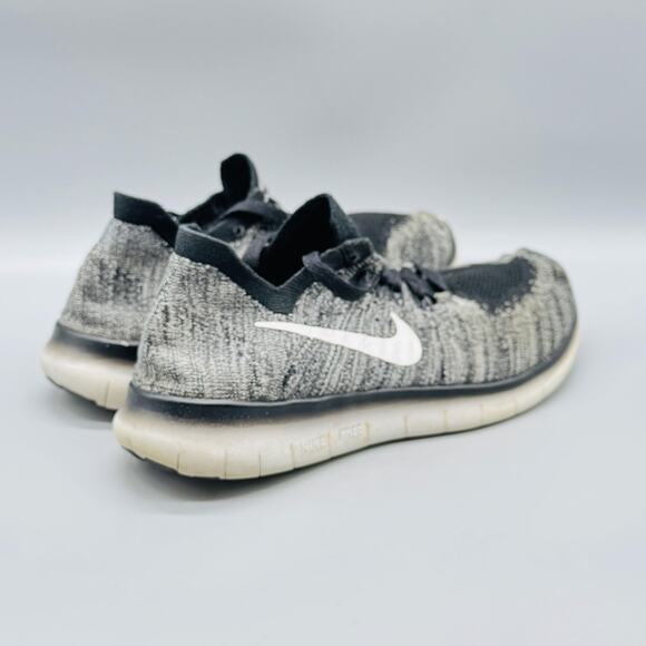 Nike Shoes Womens 7 Black Gray Free RN Flyknit Low Top Running Athletic Sneakers - Picture 9 of 11